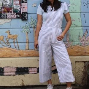 Forever 21 striped overall jumpsuit